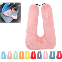(Light Pink) Traveling Car Pillow, Traveling Car Pillow for Kids, Roadtrip Pillow,Car Pillow for Sleeping, Head and Body Support U Shaped Pillow for Travel