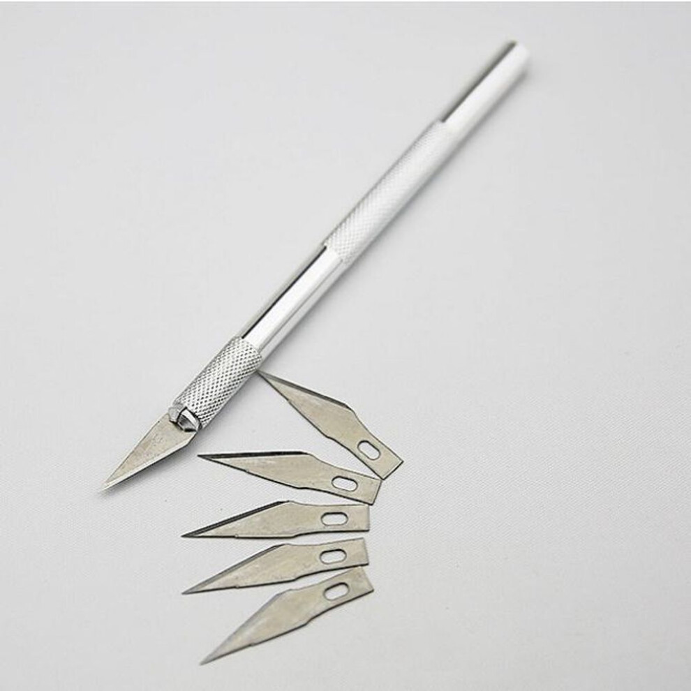 Non-slip Metal Scalpel Knife Tools Kit Cutter Engraving Craft Knives + 6pcs Blades Mobile Phone