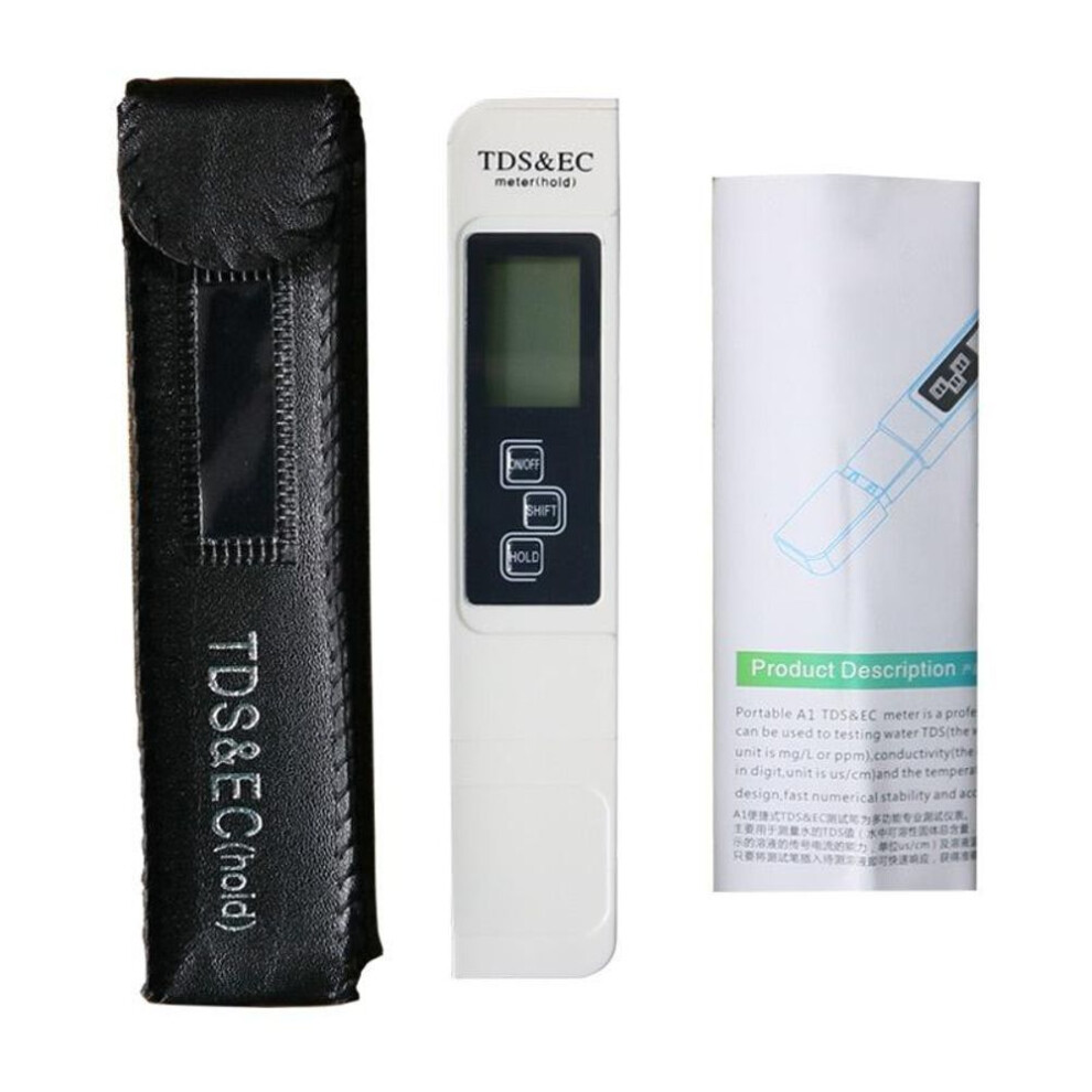 (white) Tds Ec Temperature 3in1 Water Tester Led Display Water Quality Monitor Testing Pen For Drinking Water Fertilizer Concentration