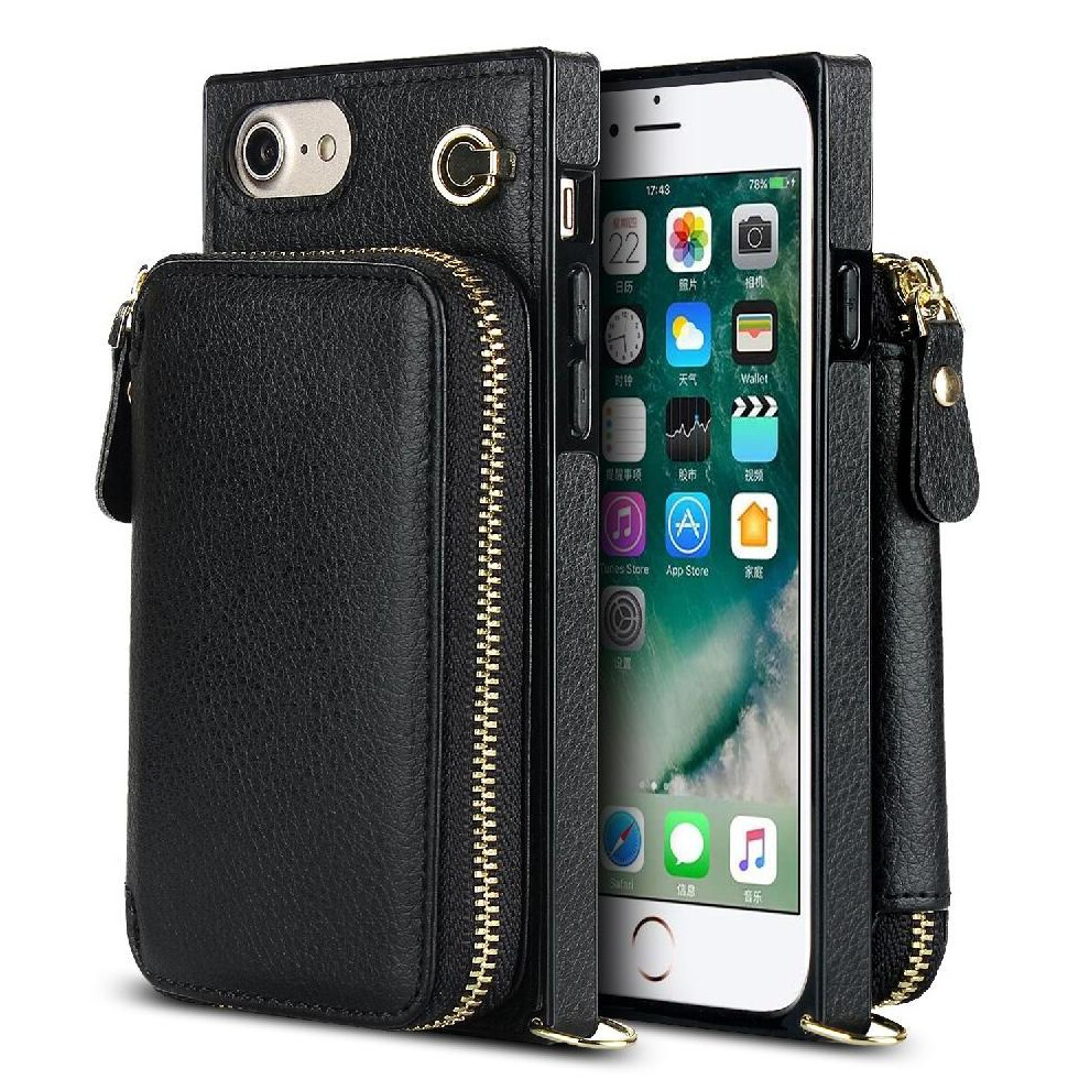 (Black) Case For Iphone Se 2020/2022 Wallet Pocket Shockproof Leather Black 764549399789
