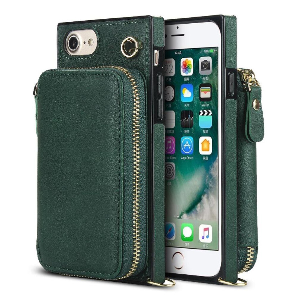 (Green) Case For Iphone Se 2020/2022 Wallet Pocket Shockproof Leather Green 764549399819
