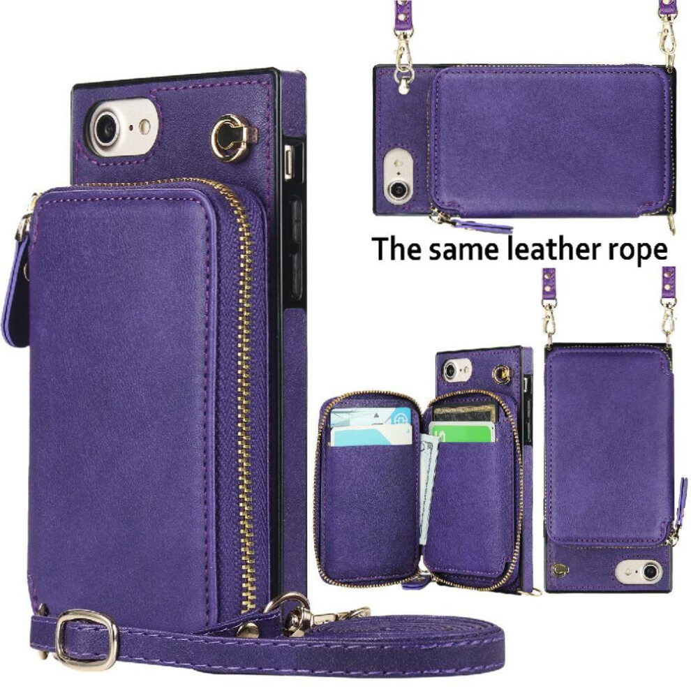 (Purple) Case For Iphone Se 2020/2022 Wallet Pocket Shockproof Leather Purple 764549399833