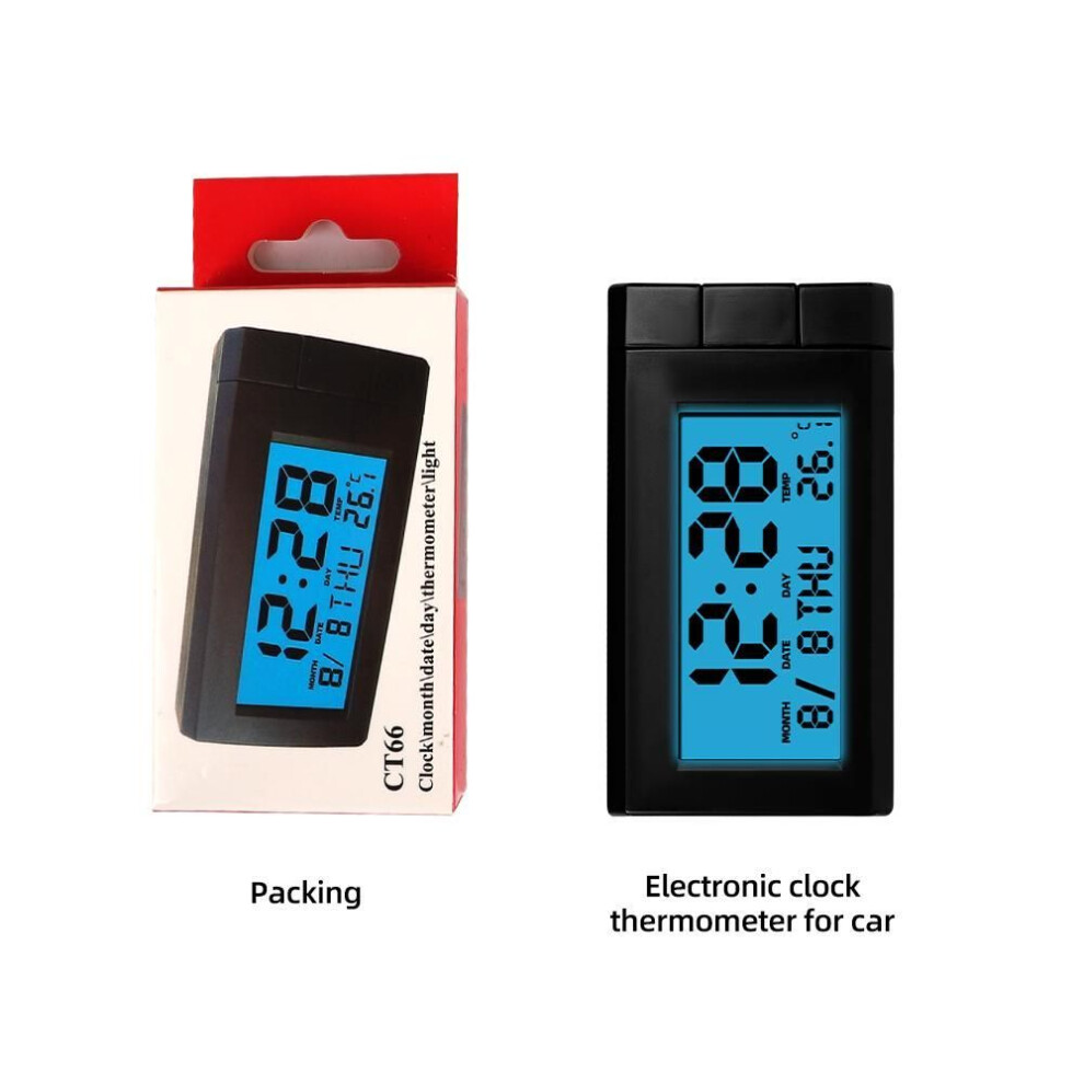 Mini Portable Car Electronic Clock Led Digital Display Luminous Electronic Schedule Thermometer Car Interior Decorations Car Accessories