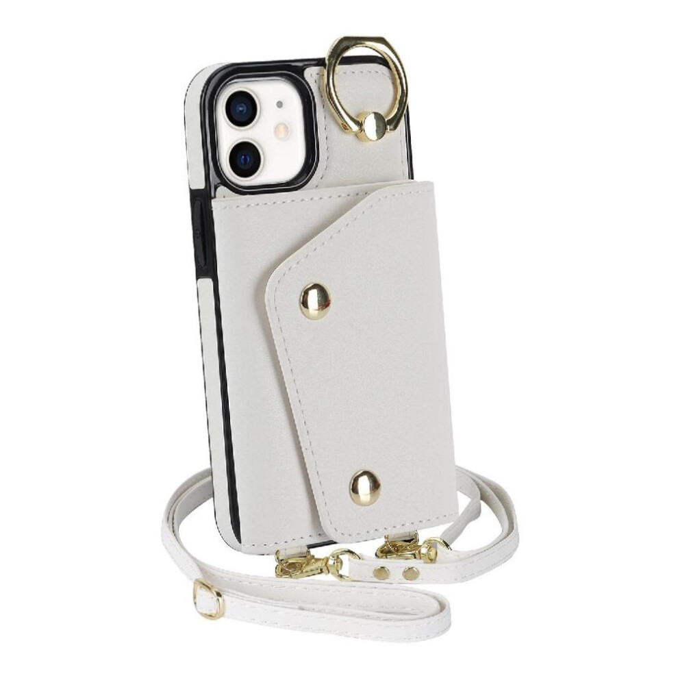 (White) Case For Iphone 12 Wristband Wallet Card Slot Long Strap Shockproof White 764549400379