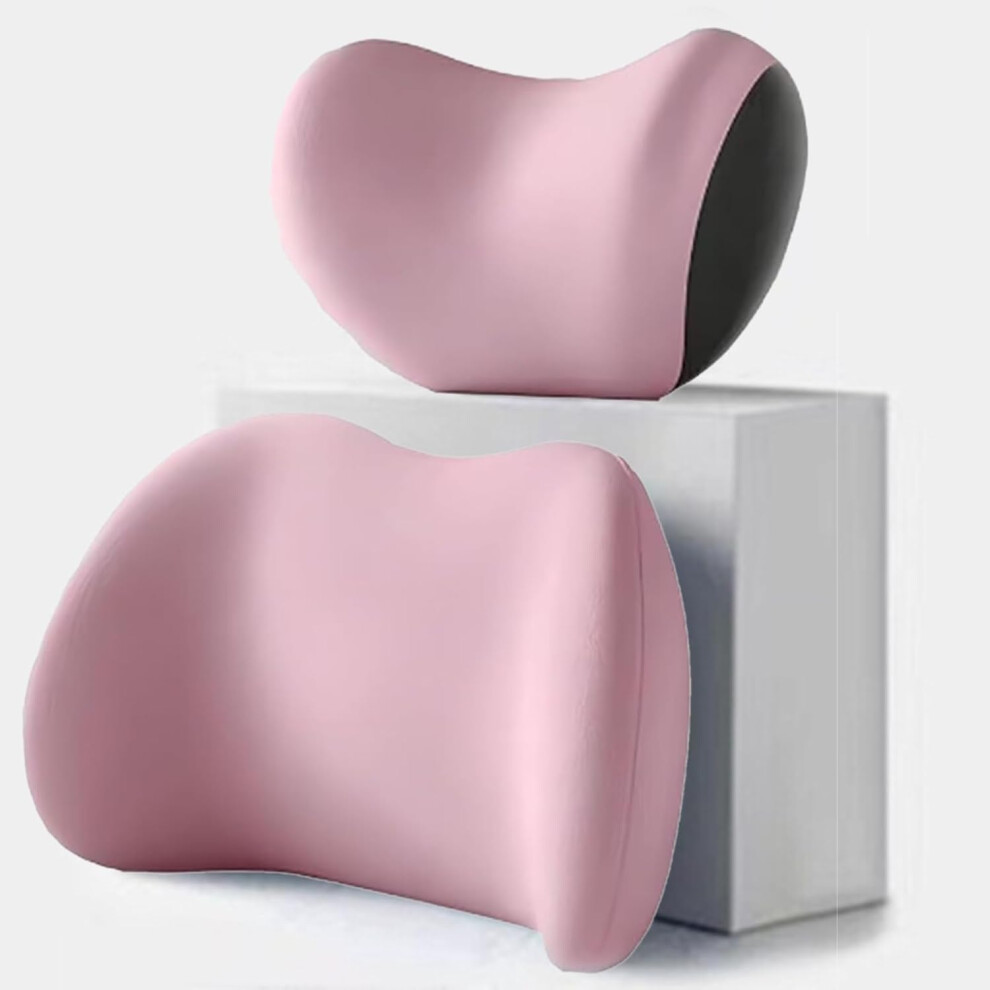 (Pink) Car Headrest & Lumbar Support Cushion,Car Lumbar Support Pillow Neck Pillow Kit,Ergonomic Car Seat Headrest & Lumbar Cushion With Adjustable St Pink 9148144538902