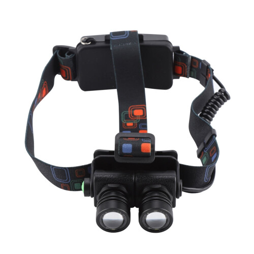 Telescopic Zoom Headlamp Adjustable Rotating Focus Headlight Hiking Camping Light(Black)
