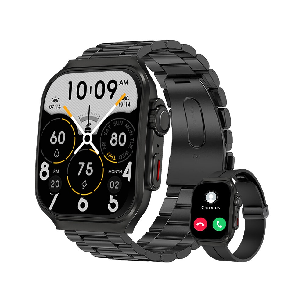 Chronus 2.01" Ultra Hd Screen Smartwatch With 3D Curved Design, Bluetooth Calls, Heart Rate & Spo2 Monitoring (Two Straps) 6976918049926