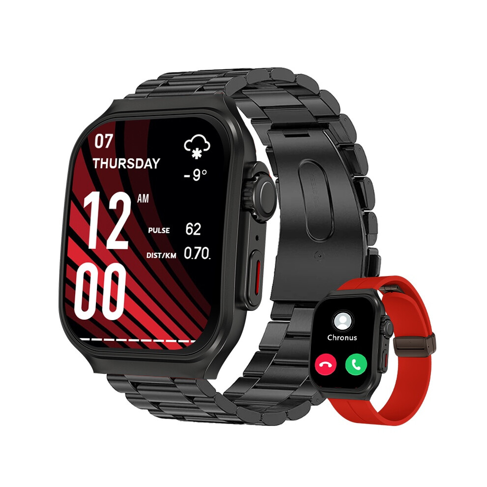 Chronus 2.01" Ultra Hd Screen Smartwatch With 3D Curved Design, Bluetooth Calls, Heart Rate & Spo2 Monitoring (Two Straps) 6976918049940