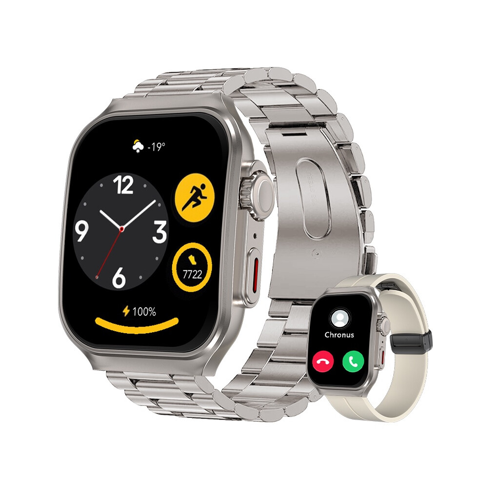 Chronus 2.01" Ultra Hd Screen Smartwatch With 3D Curved Design, Bluetooth Calls, Heart Rate & Spo2 Monitoring (Two Straps) 6976918049933