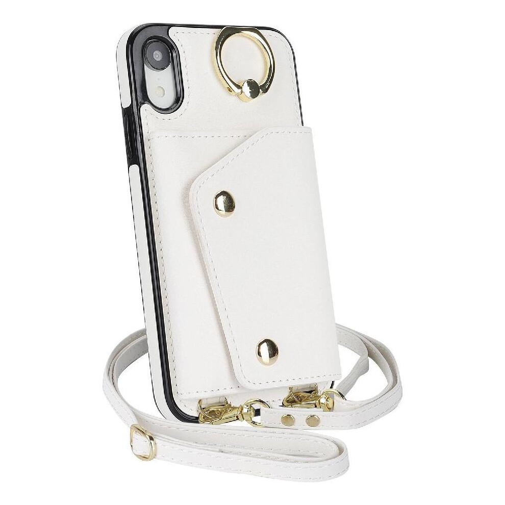 (White) Case For Iphone Xr Long Strap Wristband Shockproof Card Slot Wallet White 764549401635
