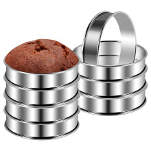 Ensemble de 8 Anneaux à Muffins et Tartes Ø10,5 cm en inox – Bords roulés doubles, réutilisables, cuisson à domicile