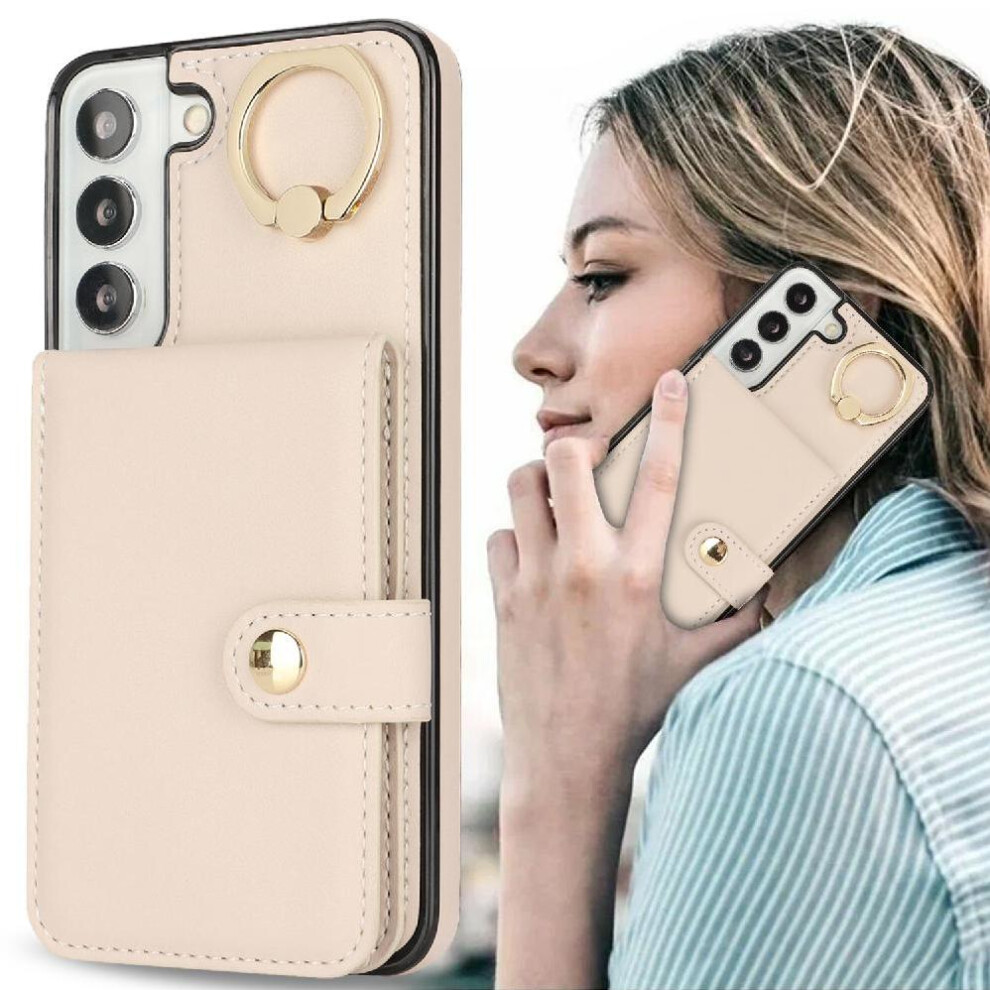 (White) Case For Samsung Galaxy S22 Plus Rfid Ring Shockproof Wallet Card Slot White 764549403196
