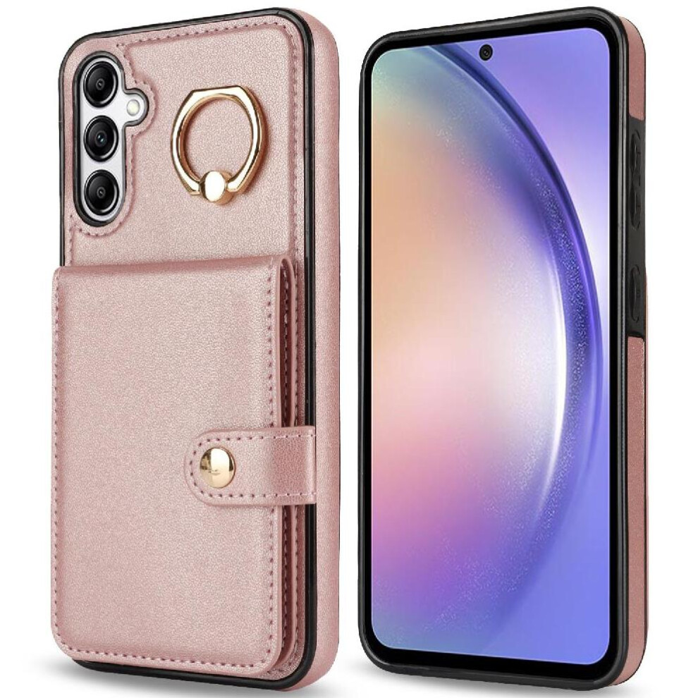 (Pink) Case For Samsung Galaxy A54 5G Rfid Card Slot Shockproof Ring Wallet Pink 764549403332