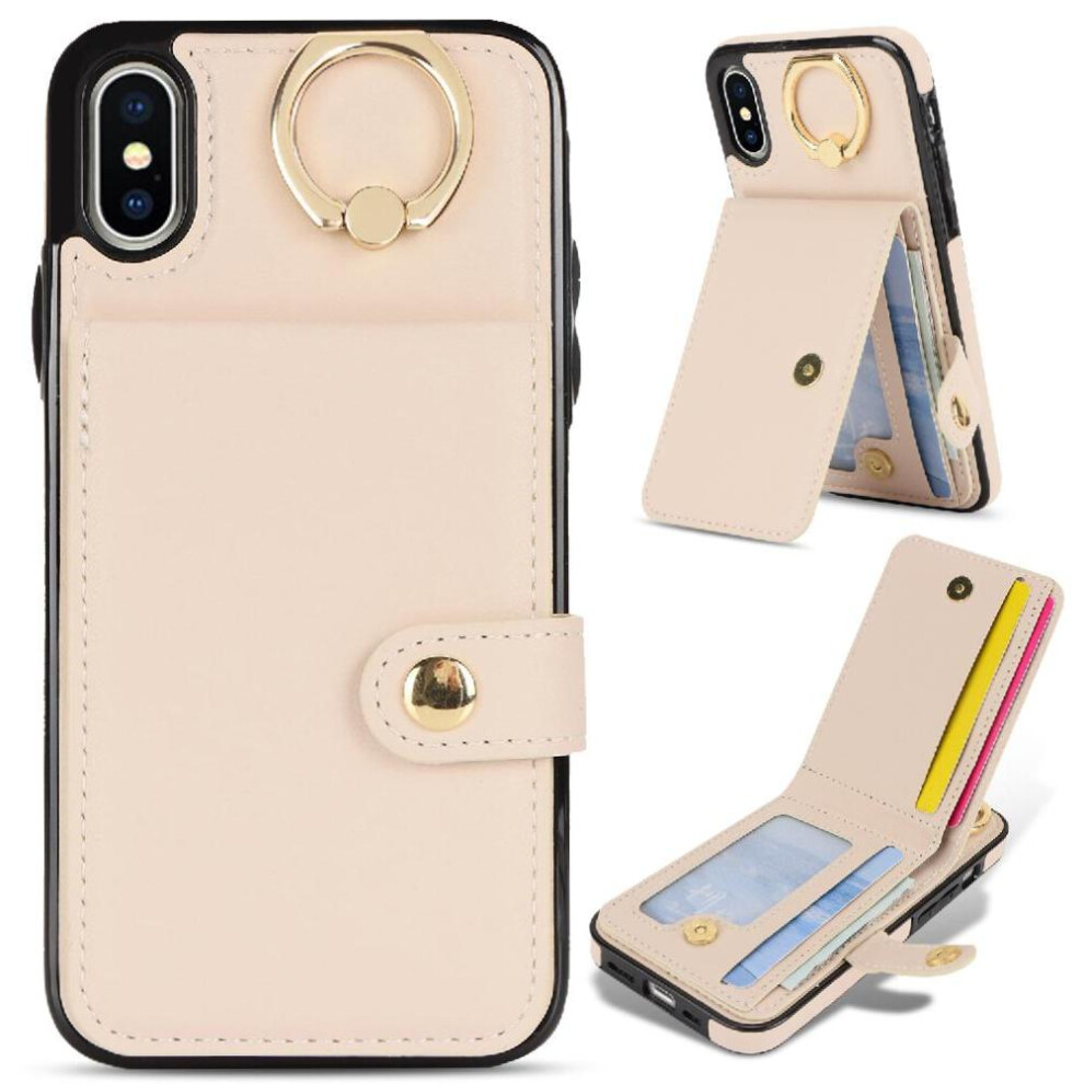 (White) Case For Iphone Xs Max Rfid Ring Shockproof Wallet Card Slot White 764549403691