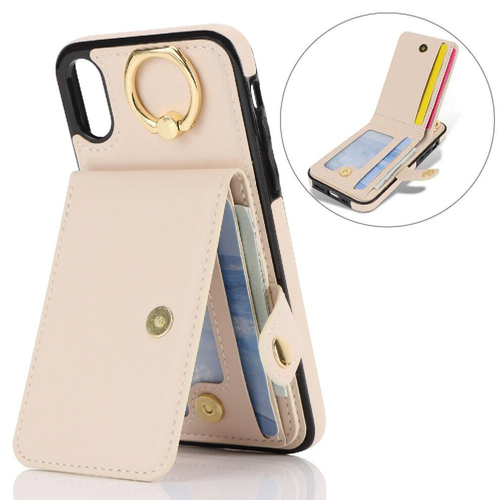 (White) Case For Iphone Xr Shockproof Wallet Card Slot Rfid Ring White 764549403745
