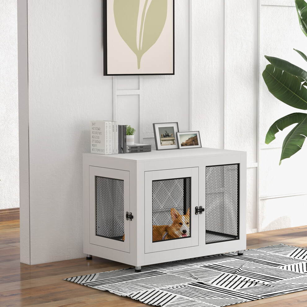 PawHut Pet Crate End Table w/ Soft Washable Cushion for Lage Medium Small Dogs