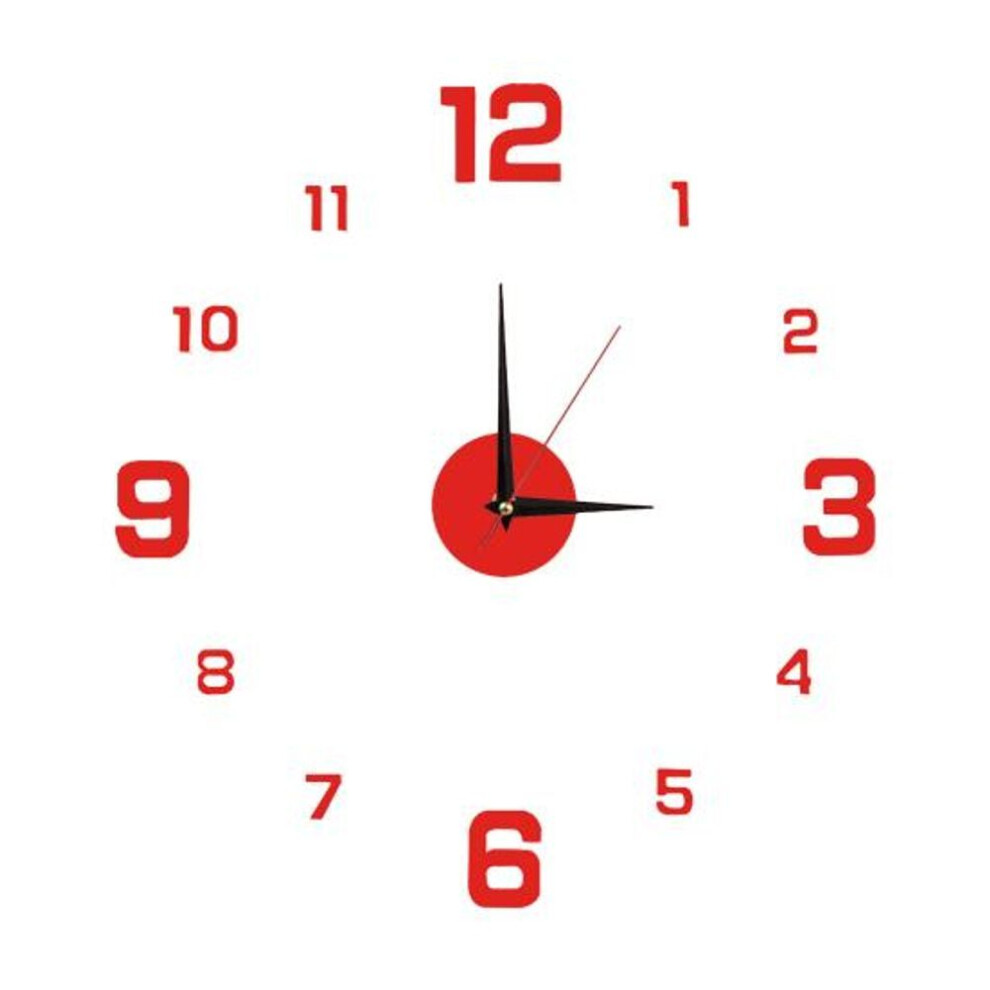 (red) Excellent Precise Lasers Engraving Metal Pointer Night Light 3D Real Big Wall Clock For Home Acrylic
