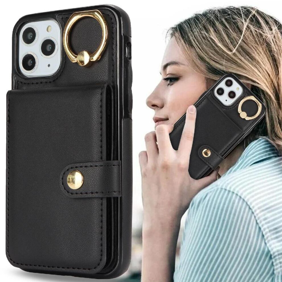 Photos - Case   for iphone 11 Pro Shockproof Ring Card Slot Rfid Wallet(Black)