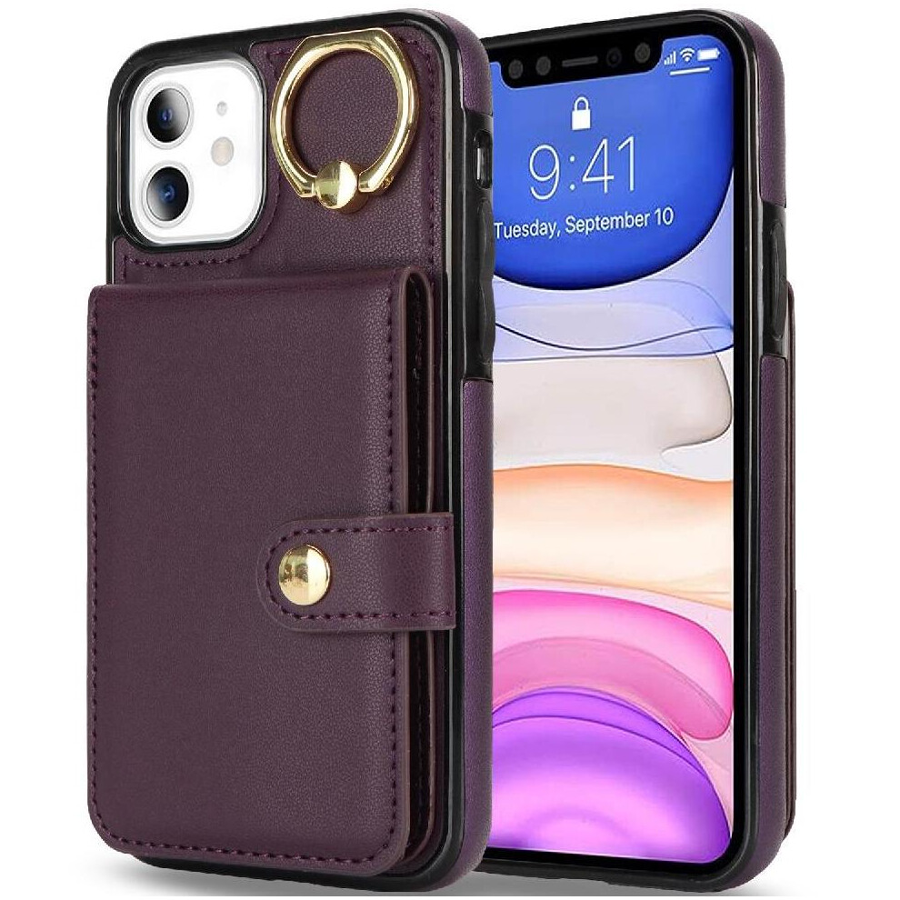 (Purple) Case For Iphone 11 Wallet Card Slot Ring Shockproof Rfid Purple 764549404964