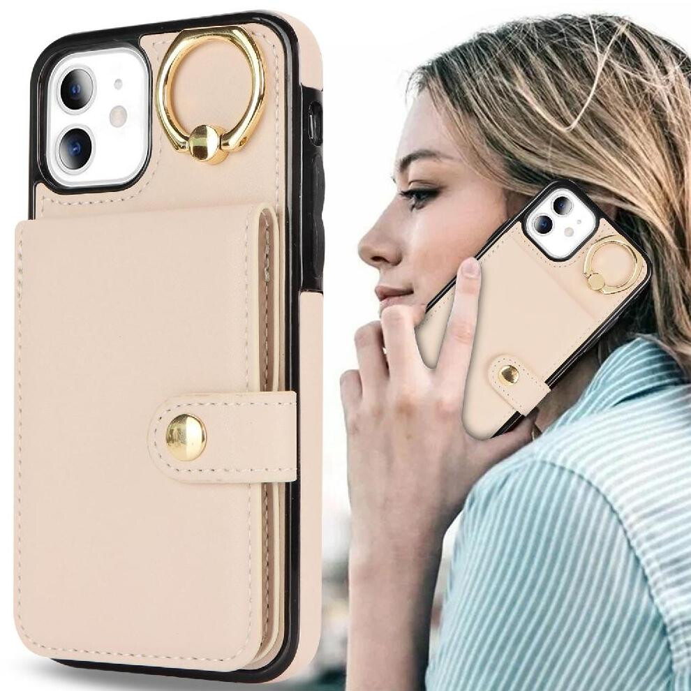 (White) Case For Iphone 11 Wallet Card Slot Ring Shockproof Rfid White 764549404995