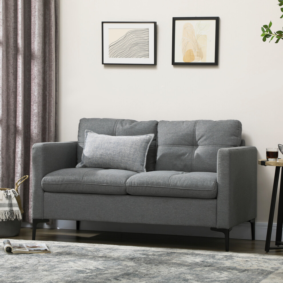 Homcom Modern Loveseat Sofa Upholstered 2 Seater Settee For Living Room Bedroom