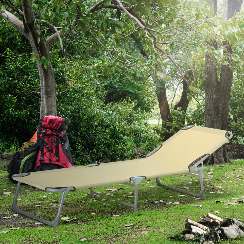 Outsunny Camping Cot Picnic Sun Lounger Portable Folding Chaise Chair Patio