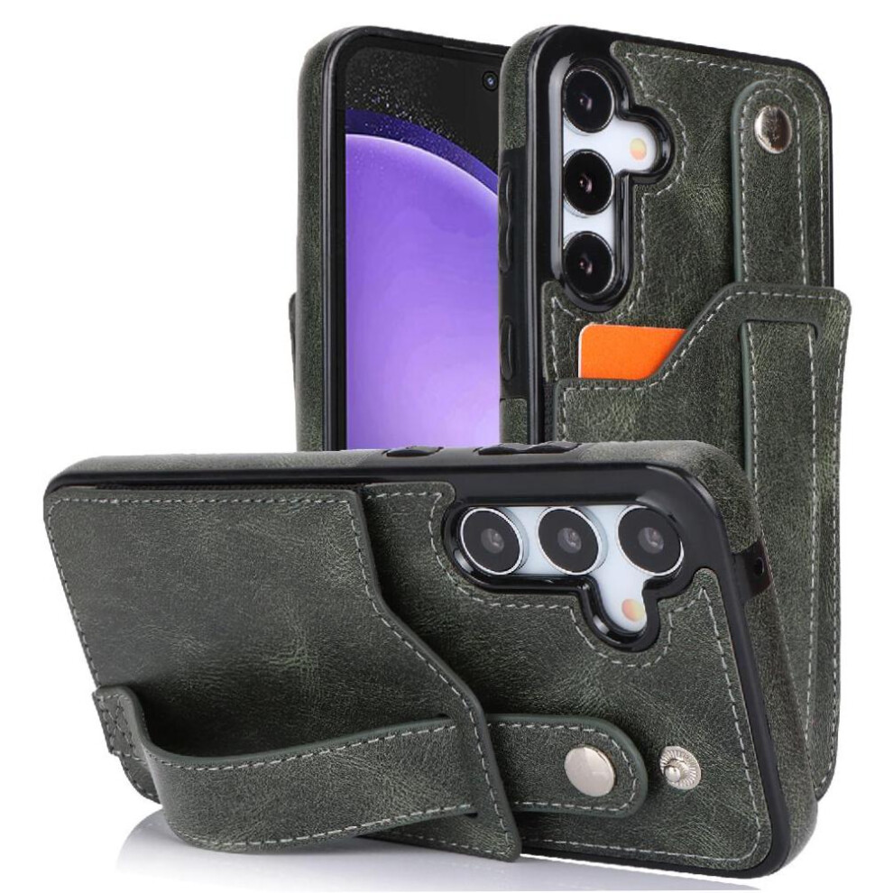 (Green) Case For Samsung Galaxy S23 Fe Card Slot Rfid Blocking Wristband Lightweight Green 764549408344