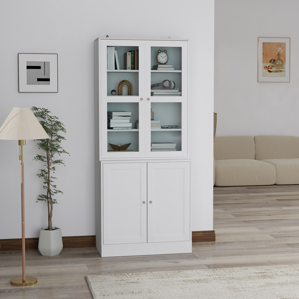 HOMCOM Modern Bookcase, Display Storage Cabinet with Adjustable Shelves