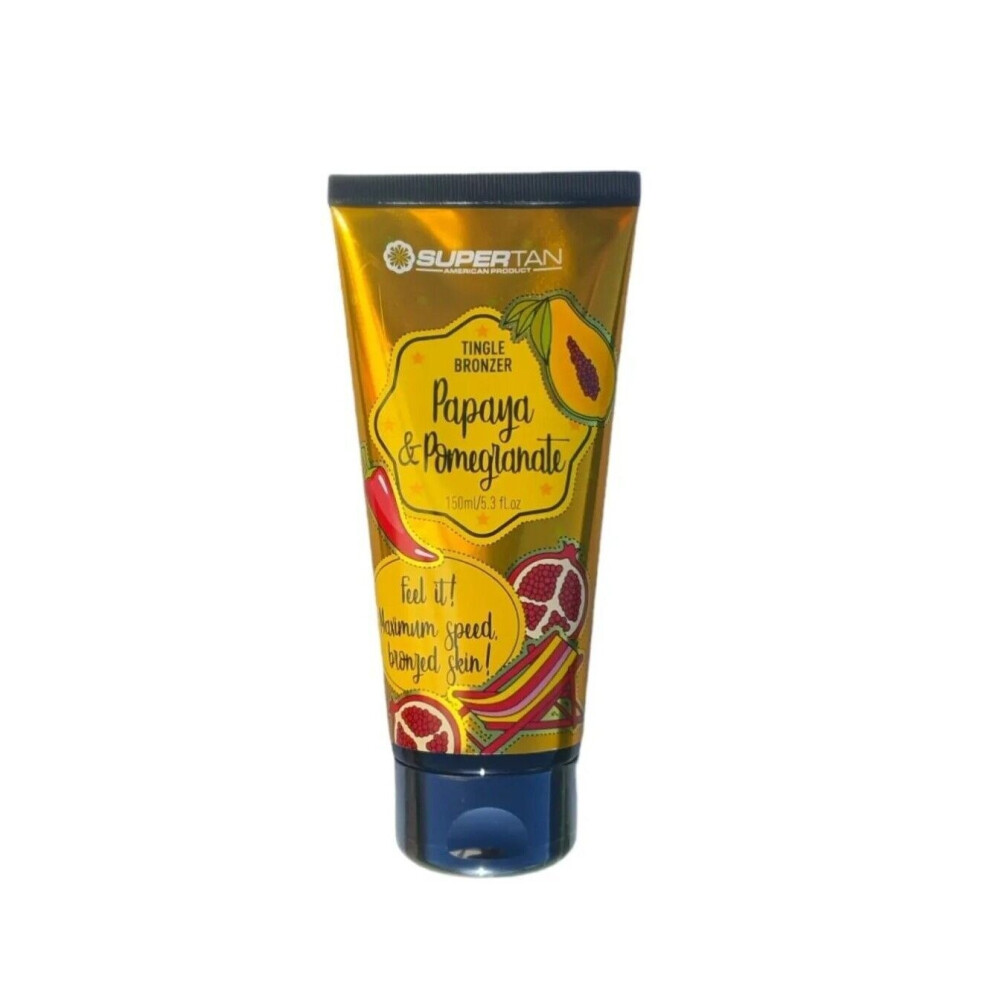 SuperTan Papaya & Pomegranate Tanning Bronzer Natural Sunbed Beach Lotion 150ml