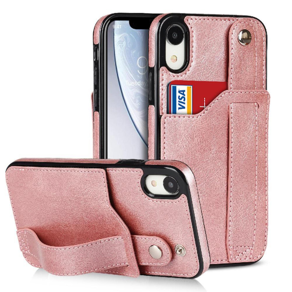 (Pink) Case For Iphone Xr Lightweight Card Slot Rfid Blocking Wristband Pink 764549410354