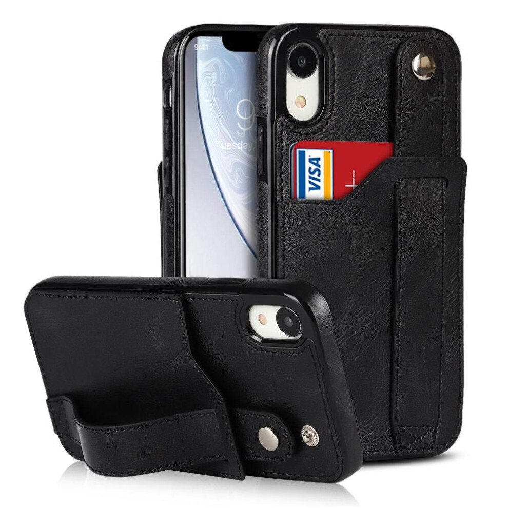(Black) Case For Iphone Xr Lightweight Card Slot Rfid Blocking Wristband Black 764549410323