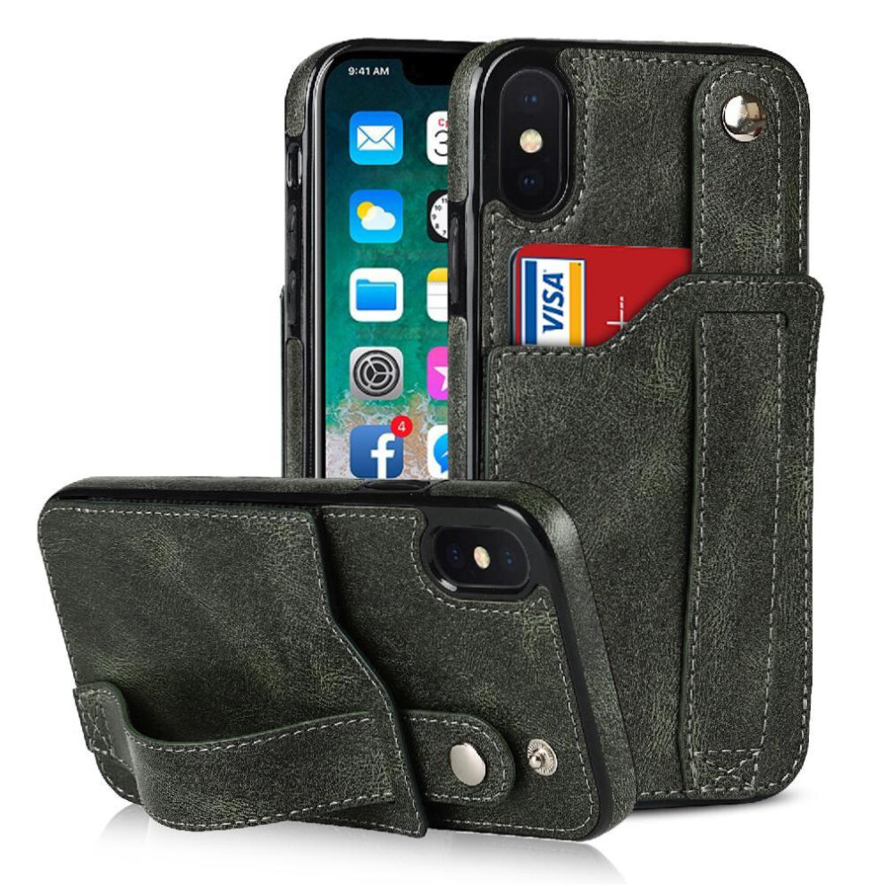 (Green) Case For Iphone Xs Rfid Blocking Wristband Card Slot Lightweight Green 764549410446