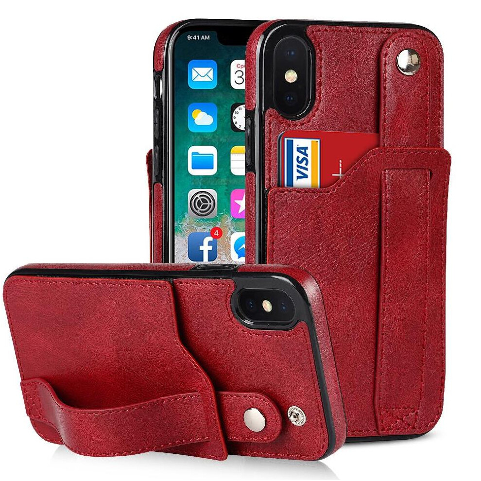 (Red) Case For Iphone X Rfid Blocking Wristband Lightweight Card Slot Red 764549410477