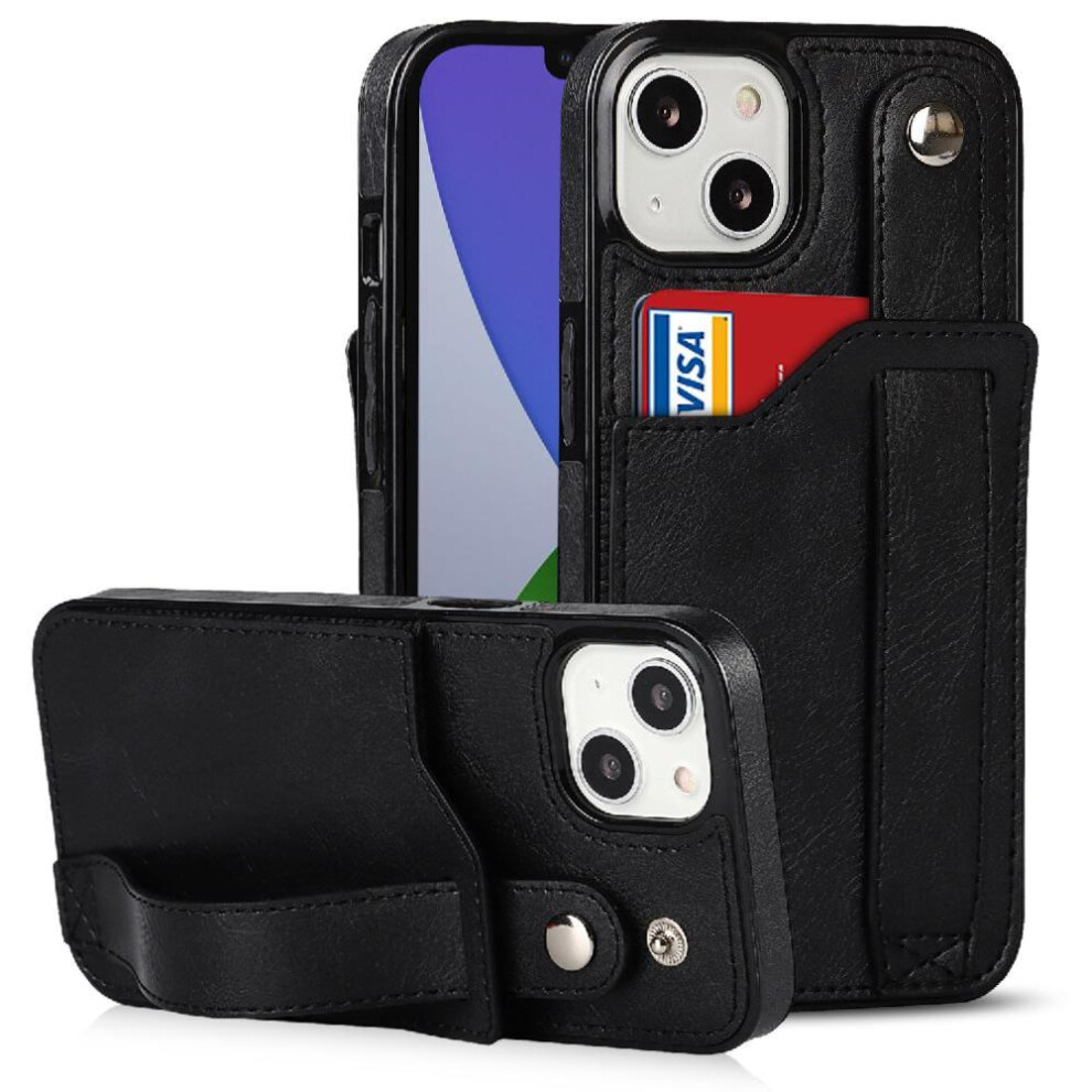 (Black) Case For Iphone 14 Plus Rfid Blocking Wristband Card Slot Lightweight Black 764549411238
