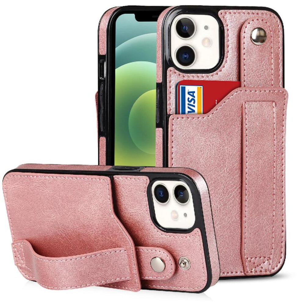 (Pink) Case For Iphone 12 Lightweight Wristband Rfid Blocking Card Slot Pink 764549411894