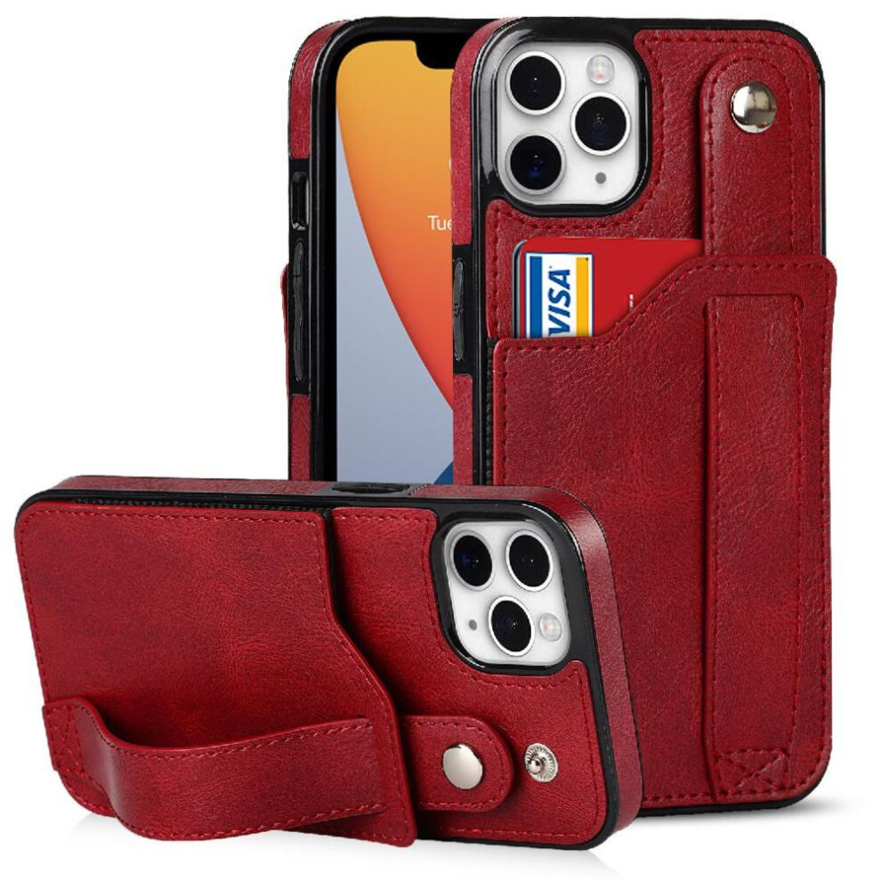 Photos - Case   for iphone 11 Pro Max Card Slot Rfid Blocking Lightweight Wristband(Red)