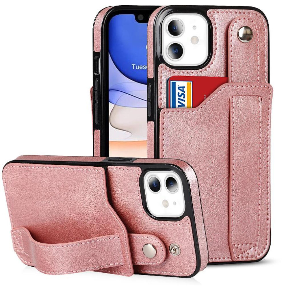 (Pink) Case For Iphone 11 Card Slot Wristband Lightweight Rfid Blocking Pink 764549412105