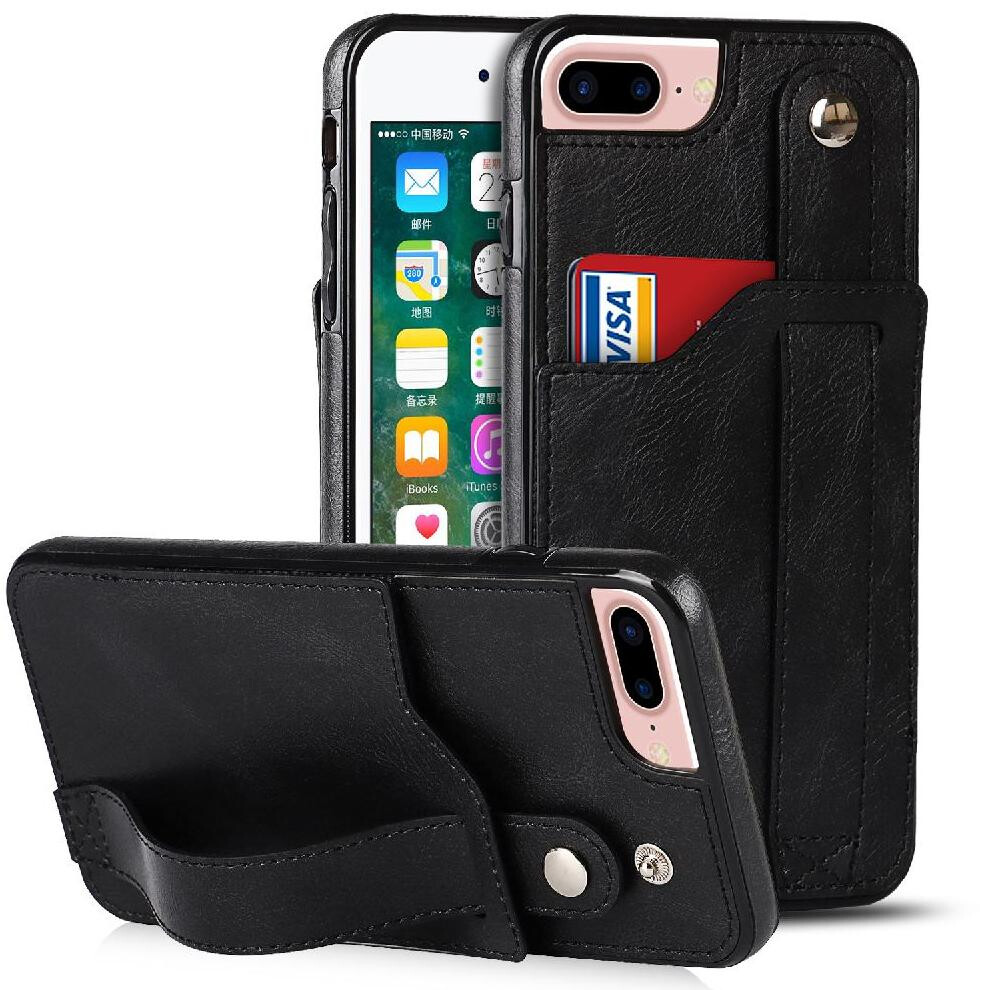 (Black) Case For Iphone 7 Plus/8 Plus Rfid Blocking Card Slot Lightweight Wristband Black 764549412143