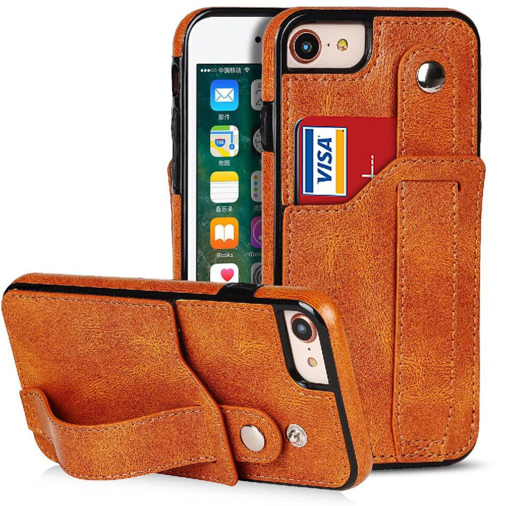 (Yellow) Case For Iphone Se 2020/2022 Card Slot Rfid Blocking Wristband Lightweight Yellow 764549412235