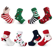 8 Paar Fuzzy Weihnachtssocken Plüsch Pantoffelsocken Erwachsene Weihnachten Urlaub Socken Winter warm flauschig gemütlich Crew Socken