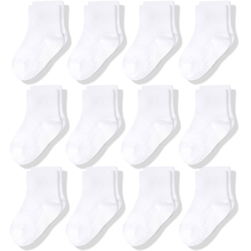 Cozyway Non Slip Toddler Socken 12 Paare Mit Griff FüR Jungen MäDchen Baby Kleinkinder Kinder Anti-Rutsch-Baumwolle Crew Socken 0-6 Monate-image
