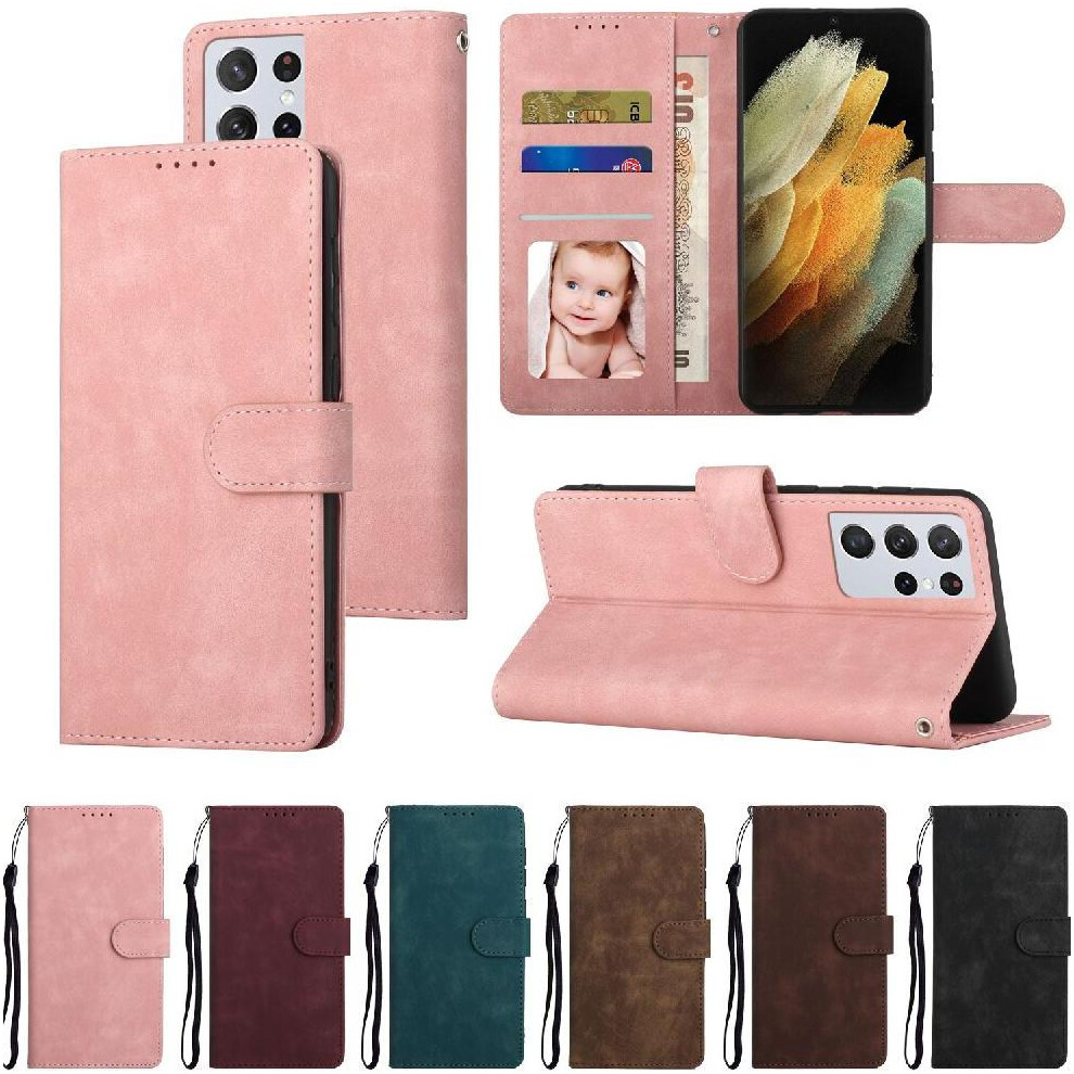 (Pink) Flip Case For Samsung Galaxy S21 Ultra Shockproof Wallet Flip Premium Pink 764549412785