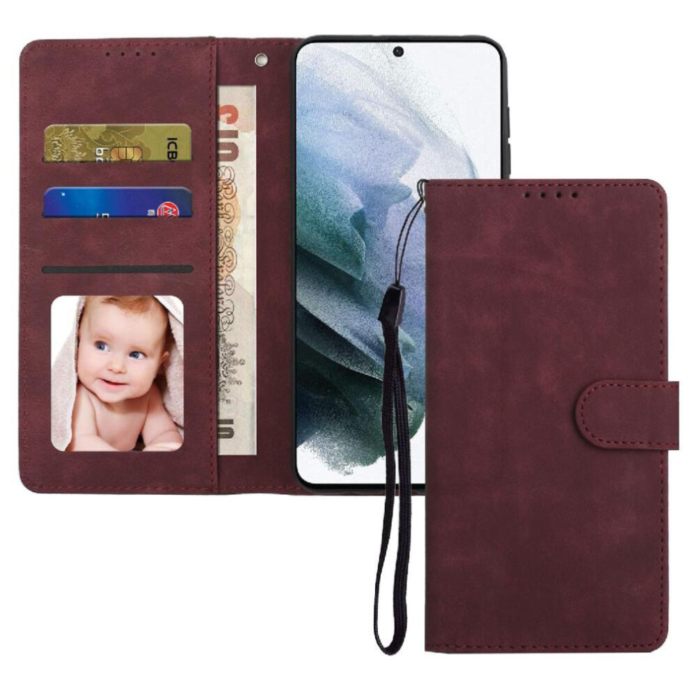 (Red) Flip Case For Samsung Galaxy S21 Plus Flip Shockproof Premium Wallet Red 764549412853