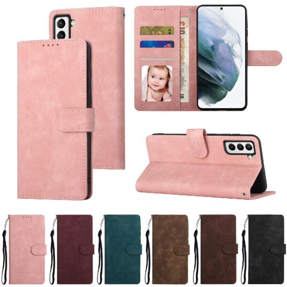 (Pink) Flip Case For Samsung Galaxy S21 Fe Premium Shockproof Flip Wallet Pink 764549412907