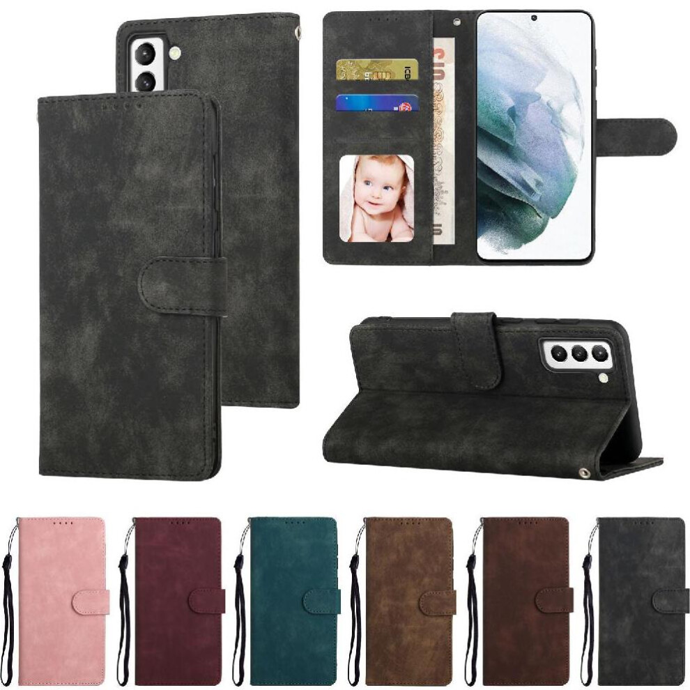 (Black) Flip Case For Samsung Galaxy S21 Fe Premium Shockproof Flip Wallet Black 764549412891