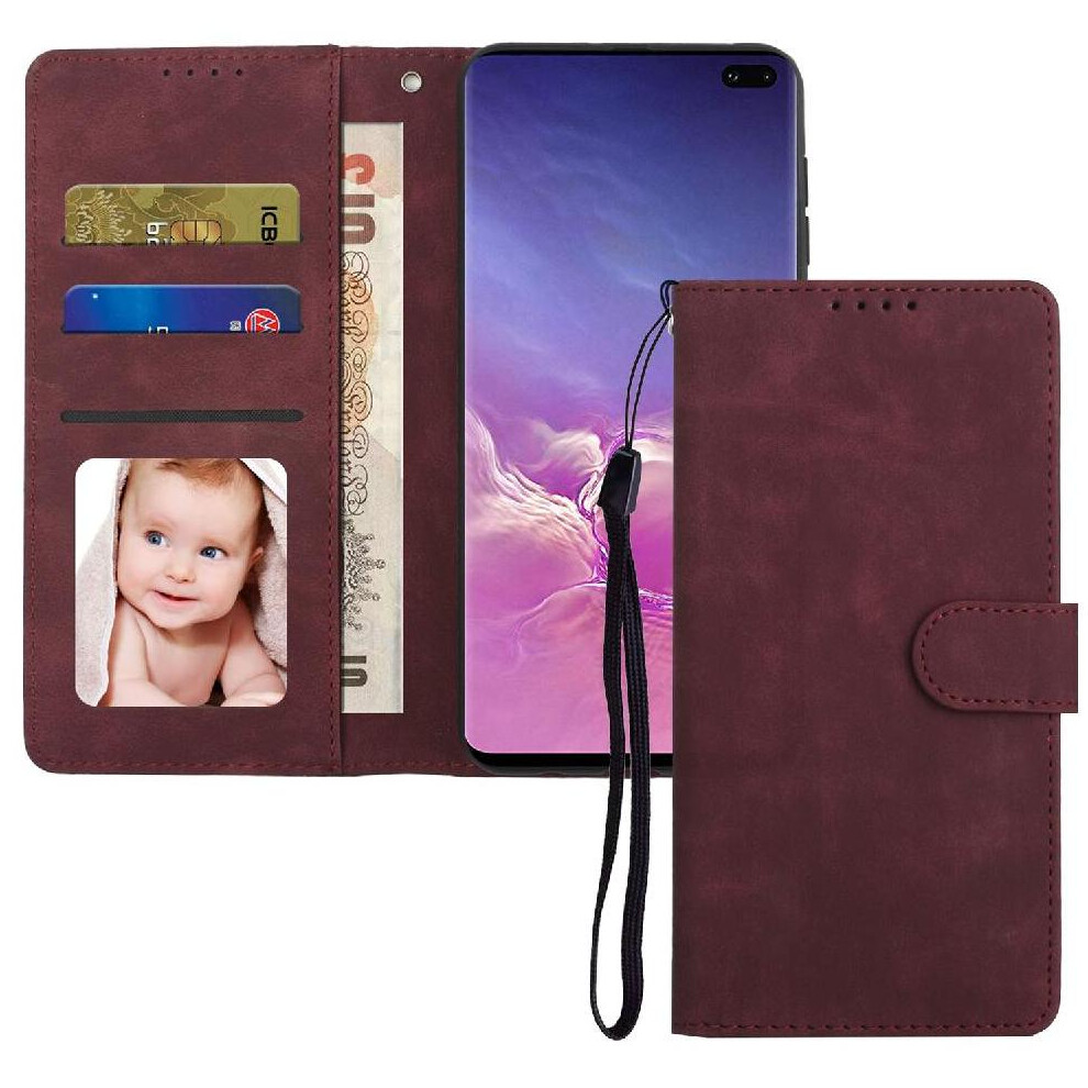 (Red) Flip Case For Samsung Galaxy S10 Plus Wallet Premium Shockproof Flip Red 764549413331