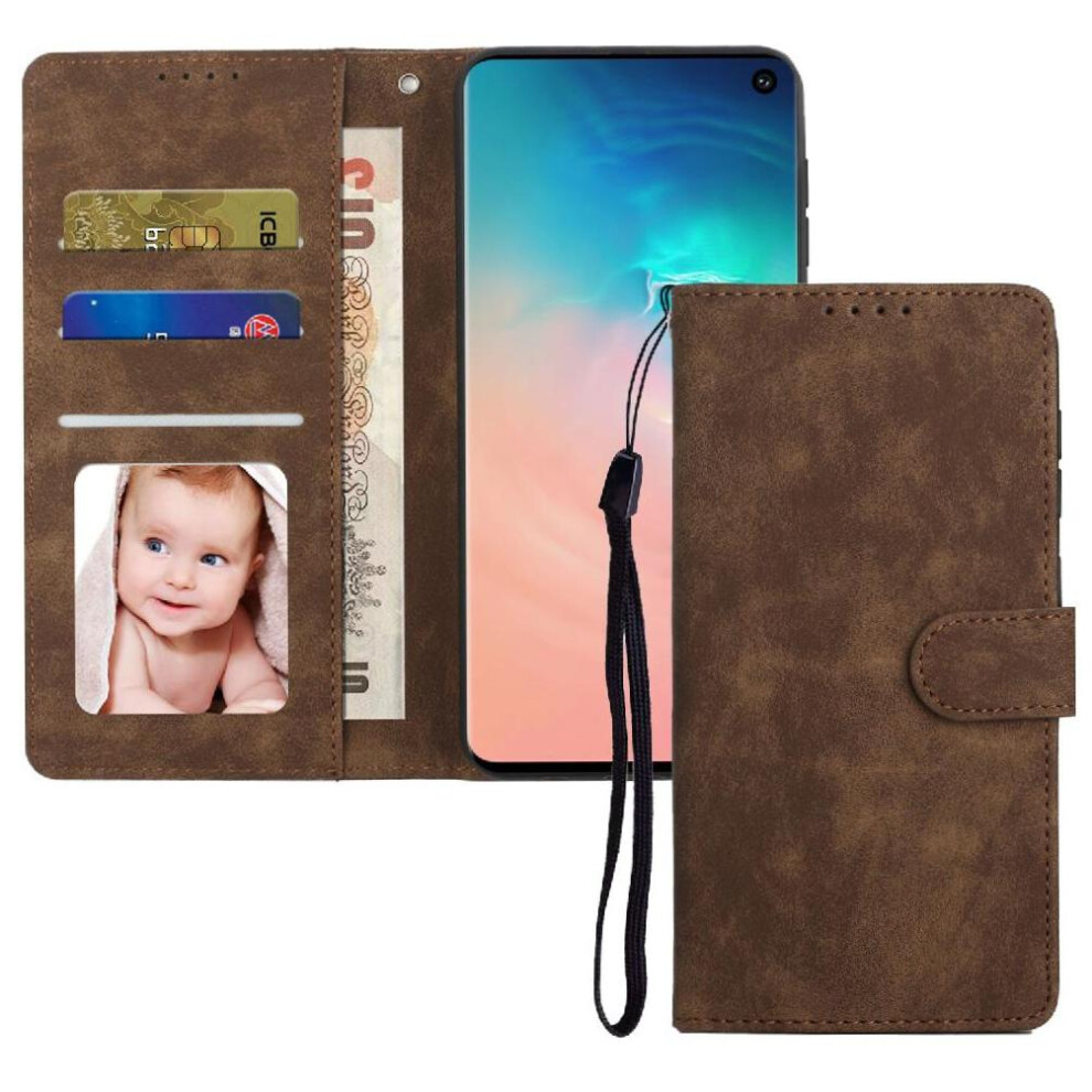 (Brown) Flip Case For Samsung Galaxy S10 Wallet Shockproof Flip Premium Brown 764549413423