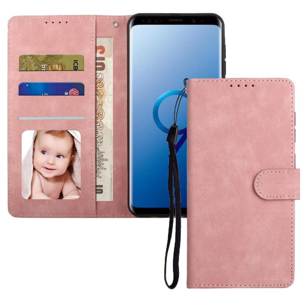 (Pink) Flip Case For Samsung Galaxy S9 Plus Wallet Flip Premium Shockproof Pink 764549413447