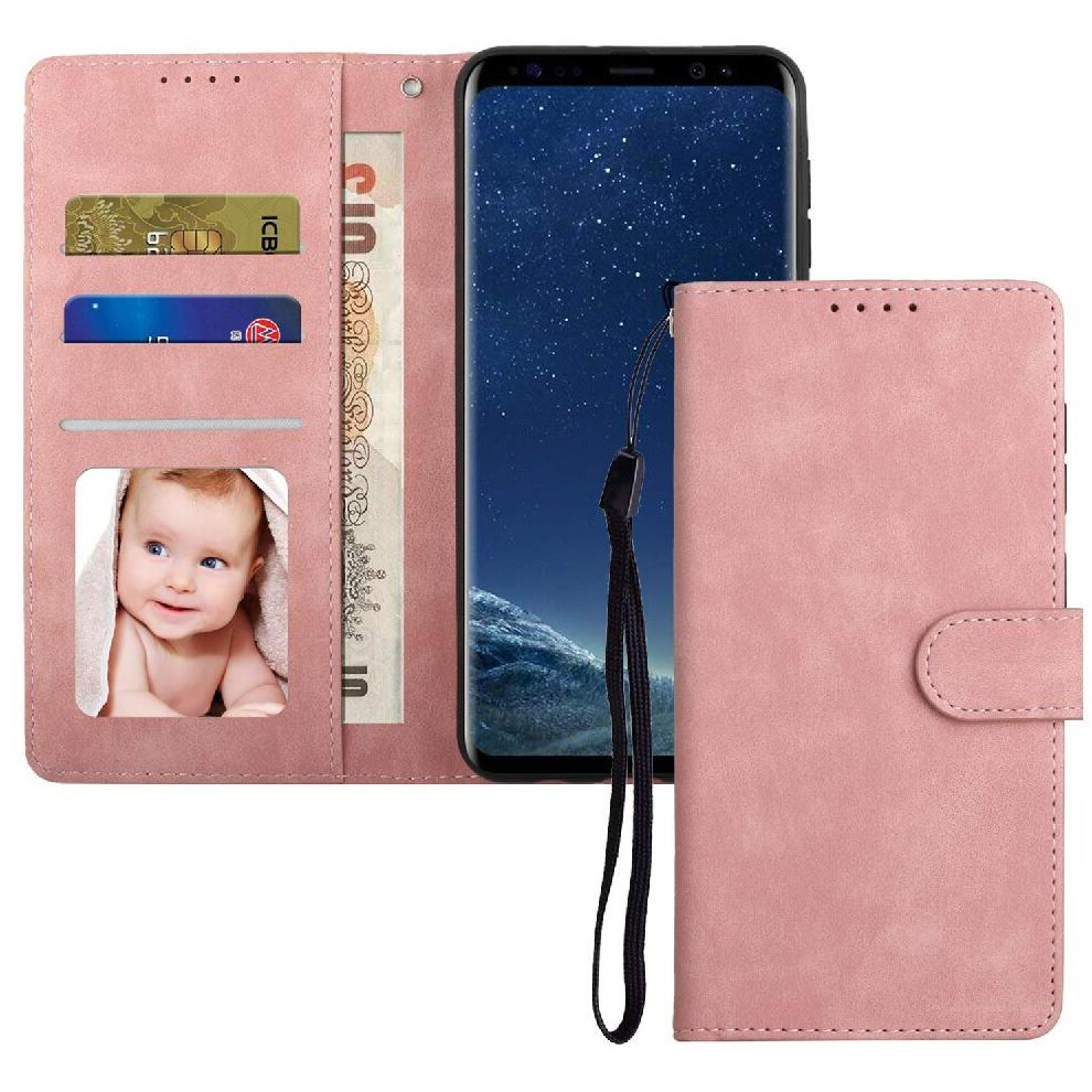 (Pink) Flip Case For Samsung Galaxy S8 Plus Wallet Premium Flip Shockproof Pink 764549413560