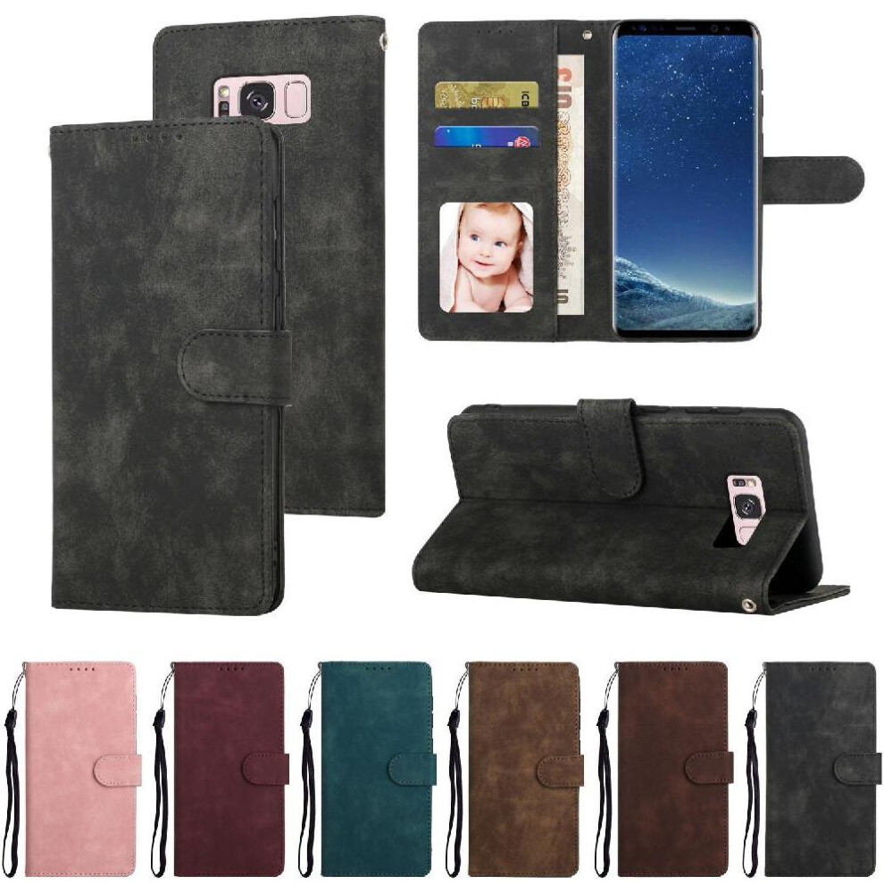 (Black) Flip Case For Samsung Galaxy S8 Flip Wallet Shockproof Premium Black 764549413614
